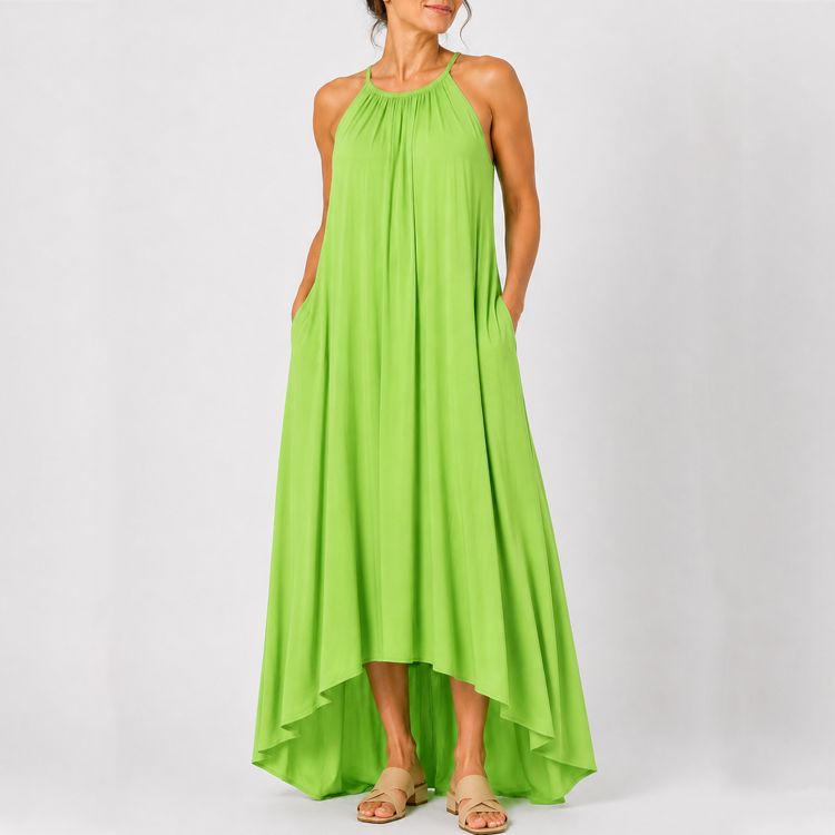 Torrid Size 3 Lime Green High Low Maxi Dress Sleeveless Pockets Nwt Plus